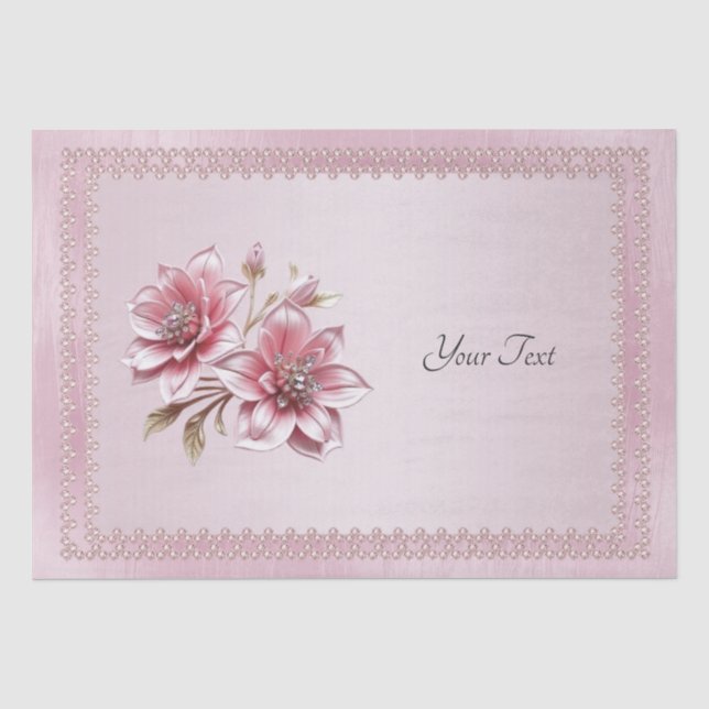 Papier Mousseline Modern Pink Flowers Tissue Paper (Recto)