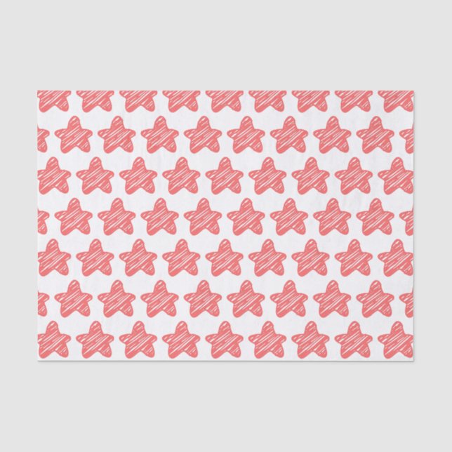 Papier Mousseline Modern Pink Star Sketch Pattern (Recto)