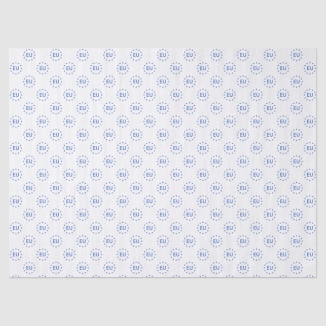 Papier Mousseline Moderne Bleu Blanc Union européenne Étoiles UE Log (Recto)