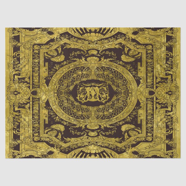 Papier Mousseline Moderne Design élégant Or Ornement Baroque (Recto)