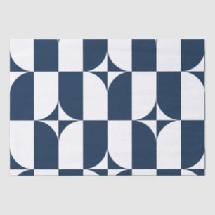 Papier Mousseline Moderne du milieu du siècle bleu et blanc