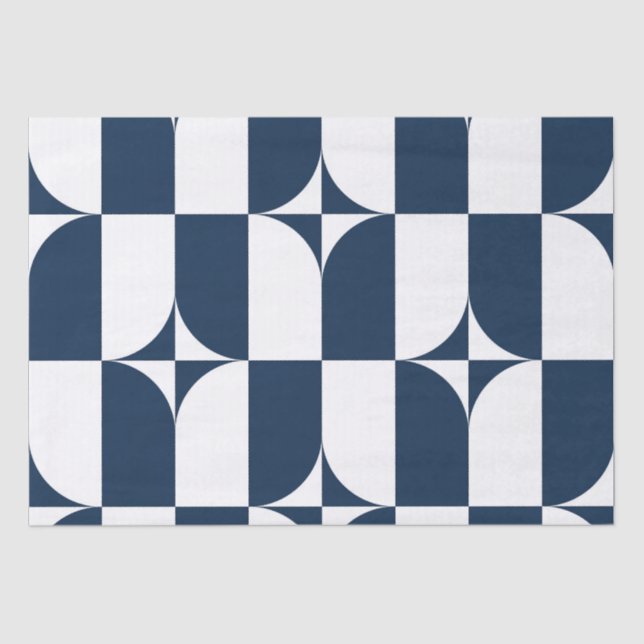 Papier Mousseline Moderne du milieu du siècle bleu et blanc (Recto)