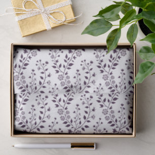 Papier Mousseline Moderne motif floral bohème prune blanc