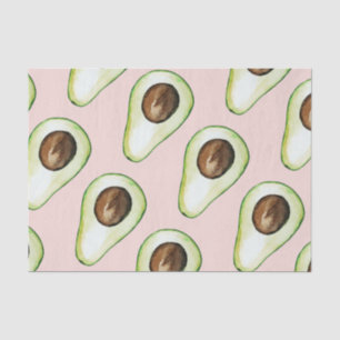 Papier Mousseline Moderne Pastel Rose Et Vert Motif Avocado