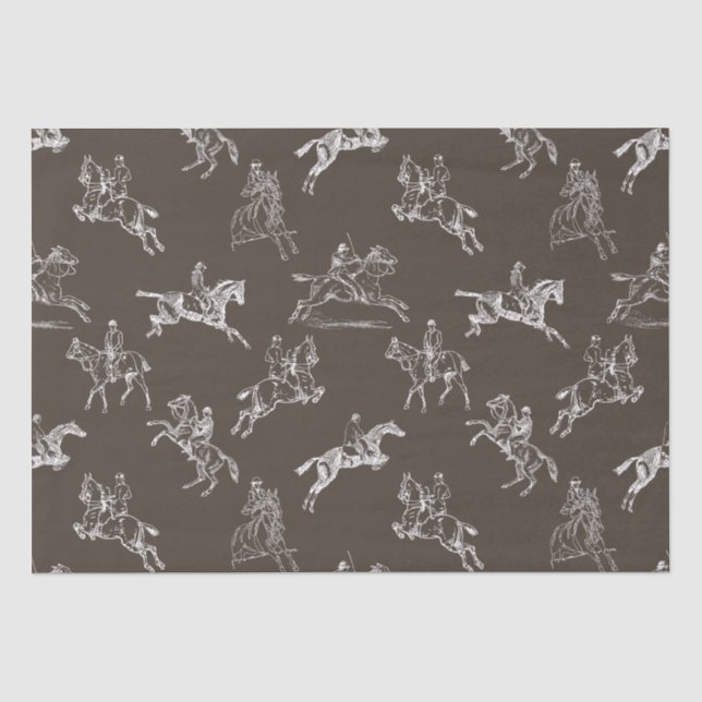 Papier Mousseline Moderne Style Taupe Blanc Horseback Toile (Recto)