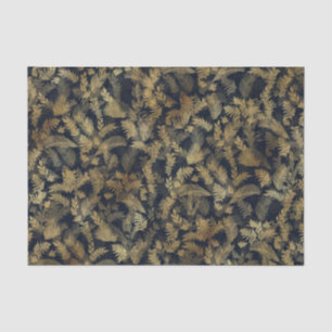 Papier Mousseline Moderne Tropical Gold Foliage Motif bleu