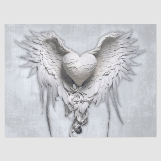 Papier Mousseline Mon Coeur d'Ange, Coeur ailé (Recto)