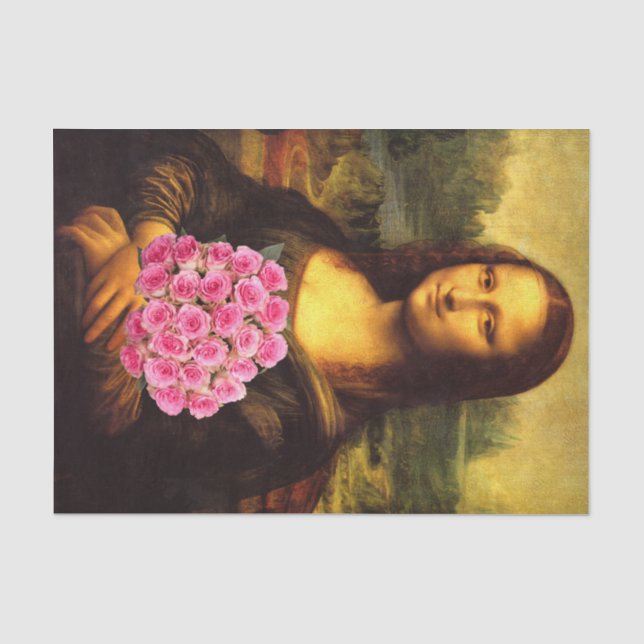 Papier Mousseline Mona Lisa aime les roses roses roses (Recto)