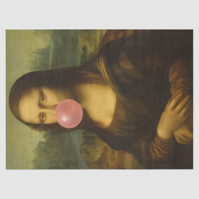 Papier Mousseline Mona Lisa soufflant de bulle rose (Recto)