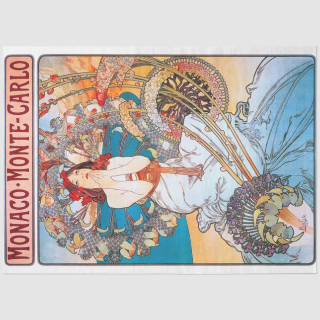 Papier Mousseline Monaco, Monte-Carlo, Mucha (Recto)