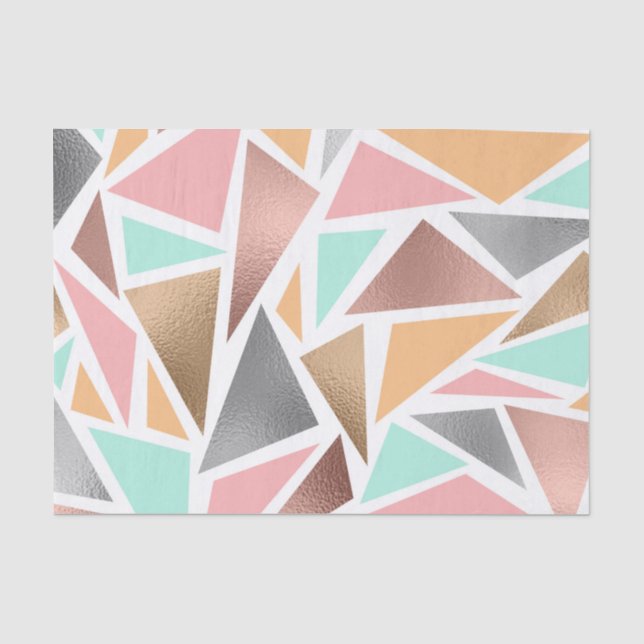 Papier Mousseline Monnaie d'or Rose moderne triangles métalliques gé (Recto)