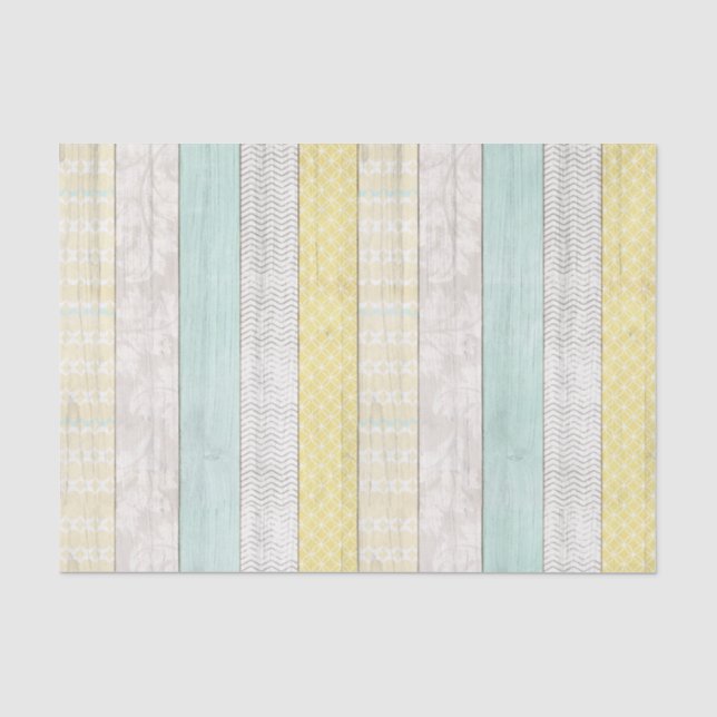 Papier Mousseline Monnaie et Boho jaune Motif géométrique Bois rusti (Recto)