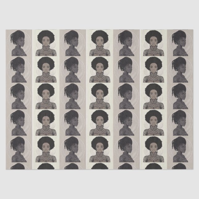 Papier Mousseline Monochrome Afrofuturist Queens (Recto)
