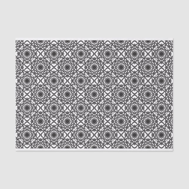 Papier Mousseline Monochrome Celtic Tangled Knot Motif (Recto)