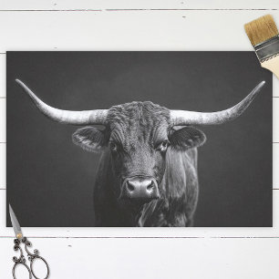 Papier Mousseline Monochrome Longhorn Steer Cattle Decoupage