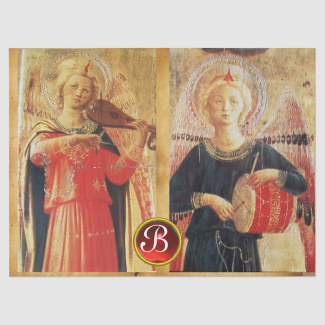 Papier Mousseline MONOGRAM DU PARCHEMENT DES ANGES MUSICAUX Ruby Gem (Recto)