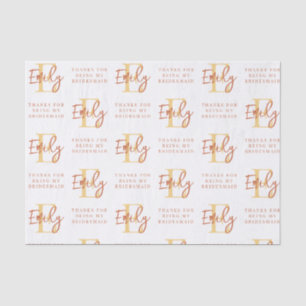 Papier Mousseline Monogram Terracotta Motif Bridesmaid Merci Tiss