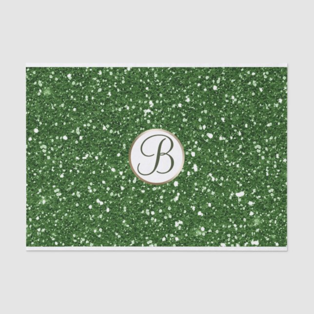 Papier Mousseline Monogramme à étincelles de Parties scintillant ver (Recto)