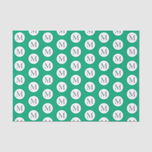 Papier Mousseline Monogramme à points verts Fourre-tout
