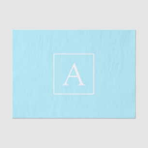 Papier Mousseline Monogramme bleu ciel simple