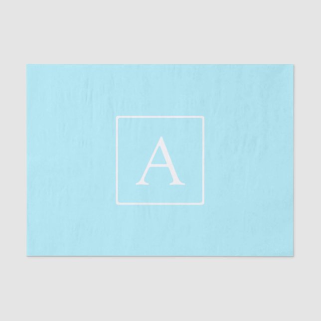 Papier Mousseline Monogramme bleu ciel simple (Recto)