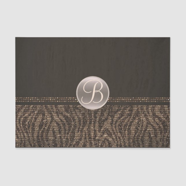 Papier Mousseline Monogramme Brown or Zebra Sparkle Glam initial (Recto)