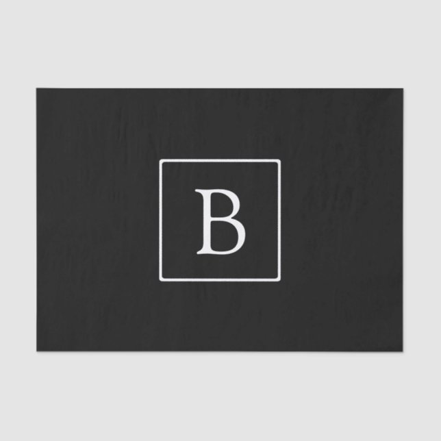 Papier Mousseline Monogramme classique simple | Texte noir et blanc (Recto)