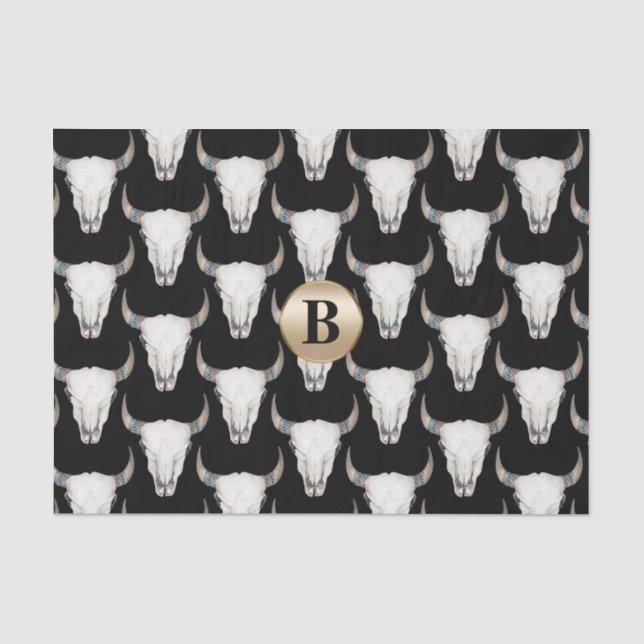 Papier Mousseline Monogramme de caisse de vache rustique Personnalis (Recto)