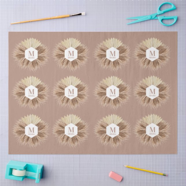 Papier Mousseline Monogramme de couleurs neutres rustiques chaudes (Artisanat)
