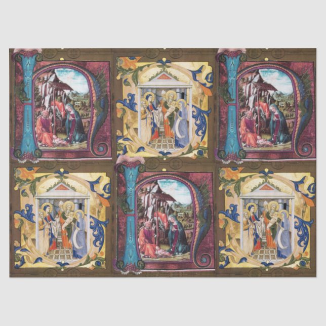 PAPIER MOUSSELINE MONOGRAMME DE LA NATIVITÉ ANTIQUE PARCHEMENT DE NO (Recto)