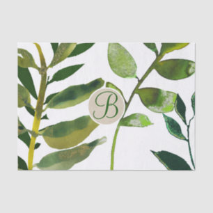 Papier Mousseline Monogramme de lettre initiale de feuilles vertes b