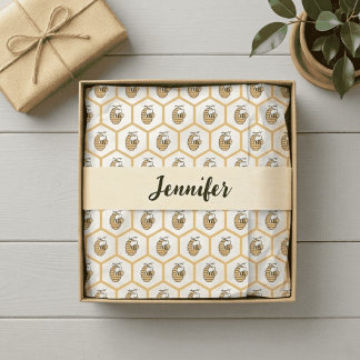 Papier Mousseline Monogramme de nom à motif de ruches jaunes et de b