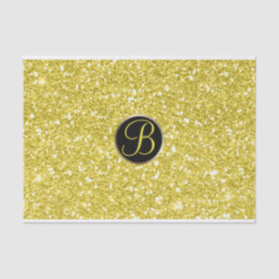 Papier Mousseline Monogramme de reflet de Parties scintillant jaune 