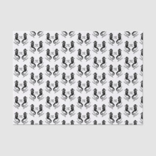 Papier Mousseline Monogramme de silhouette de cheval de mer noir