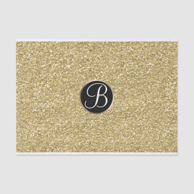 Papier Mousseline Monogramme d'étincelle de Parties scintillant or s (Recto)