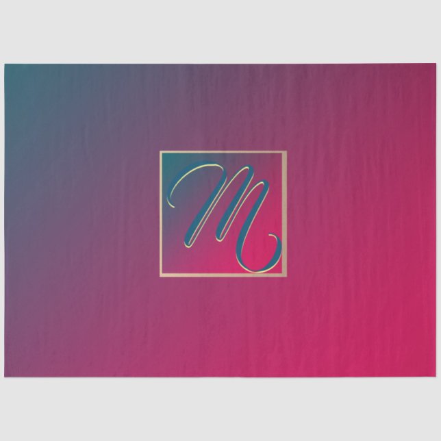Papier Mousseline Monogramme du dégradé pourpre de fumée (Recto)
