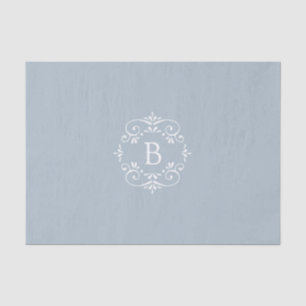 Papier Mousseline Monogramme élégant bleu et blanc français