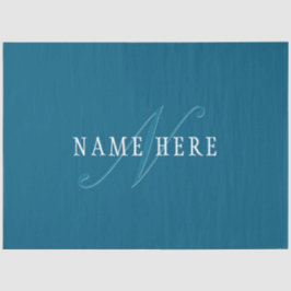 Papier Mousseline Monogramme élégant | Bleu océan