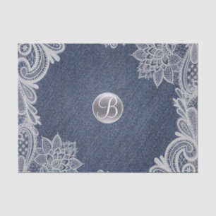 Papier Mousseline Monogramme élégant Denim & Lace Rustique Glam Init