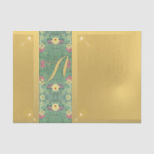 Papier Mousseline Monogramme en laiton floral