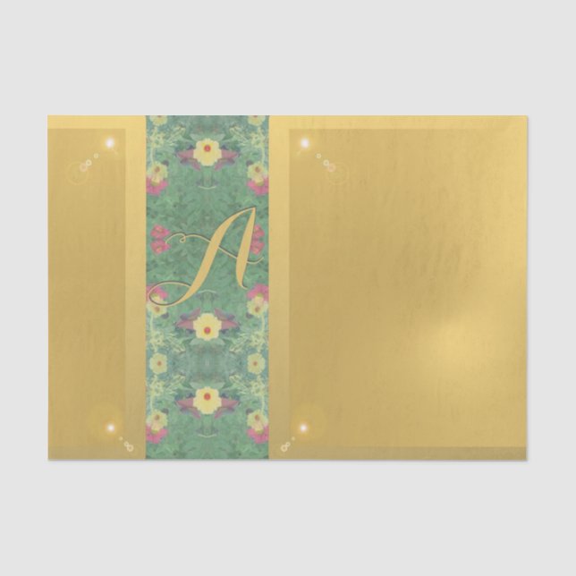 Papier Mousseline Monogramme en laiton floral (Recto)