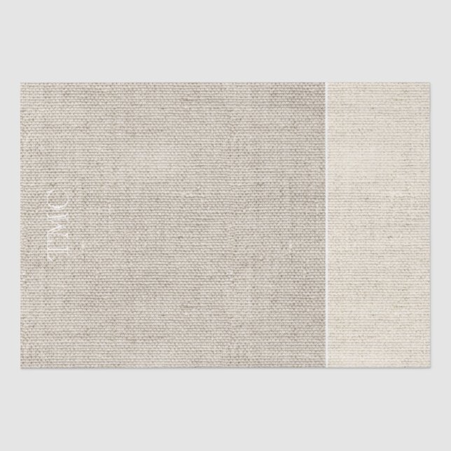 Papier Mousseline Monogramme en tissu beige neutre à deux tons (Recto)