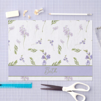 Papier Mousseline Monogramme floral aquarelle de fleurs sauvages de