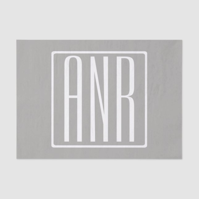 Papier Mousseline Monogramme initial | Blanc sur gris clair (Recto)