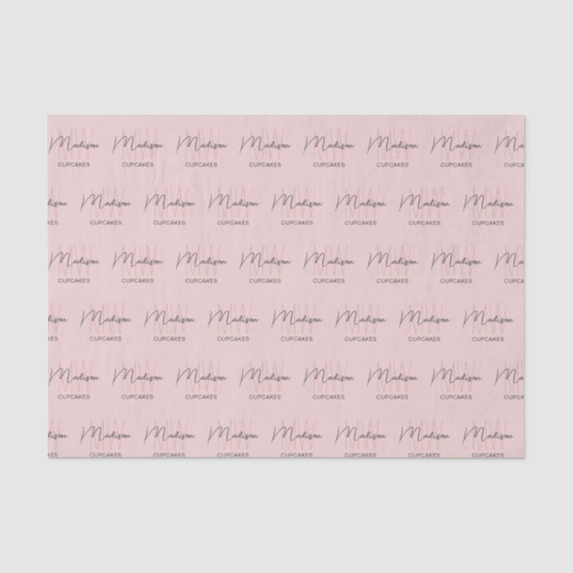 Papier Mousseline Monogramme Logo Boulangerie rose (Recto)
