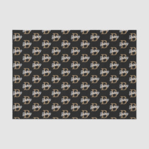 Papier Mousseline Monogramme moderne élégant Nom Black Gold Script