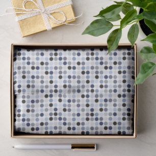 Papier Mousseline monogramme motif pois bleu moderne