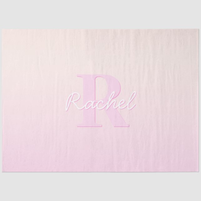 Papier Mousseline Monogramme personnalisable | Ombre de la pêche et  (Recto)