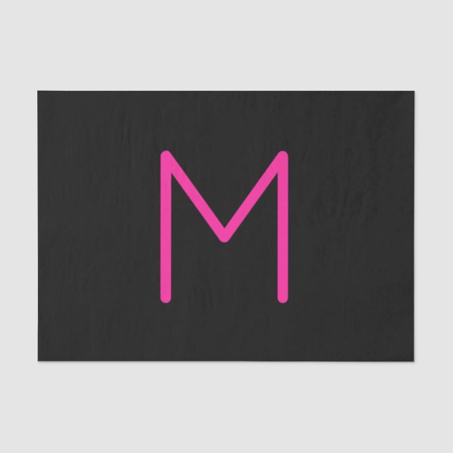 Papier Mousseline Monogramme rose et noir moderne modifiable (Recto)