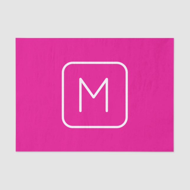 Papier Mousseline Monogramme simple et moderne initial | Rose et bla (Recto)